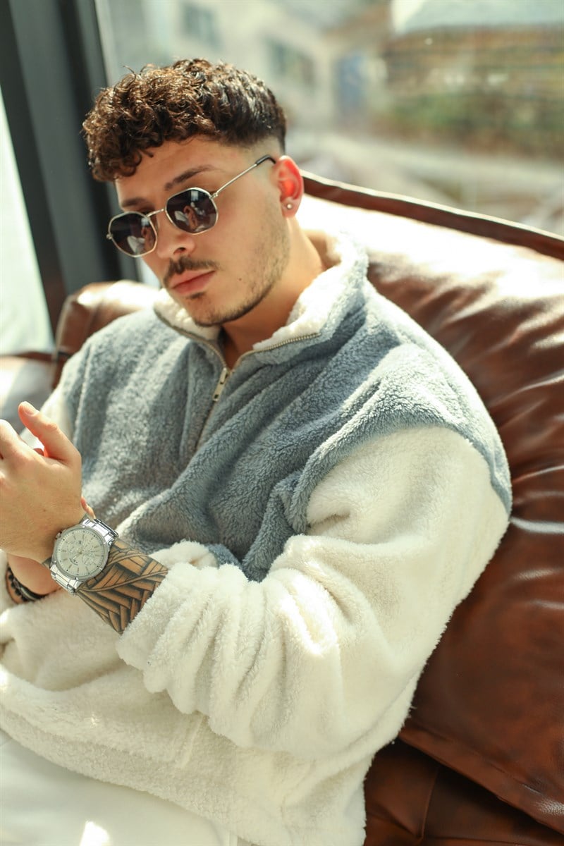 Fermuarlı Peluş Sweatshirt