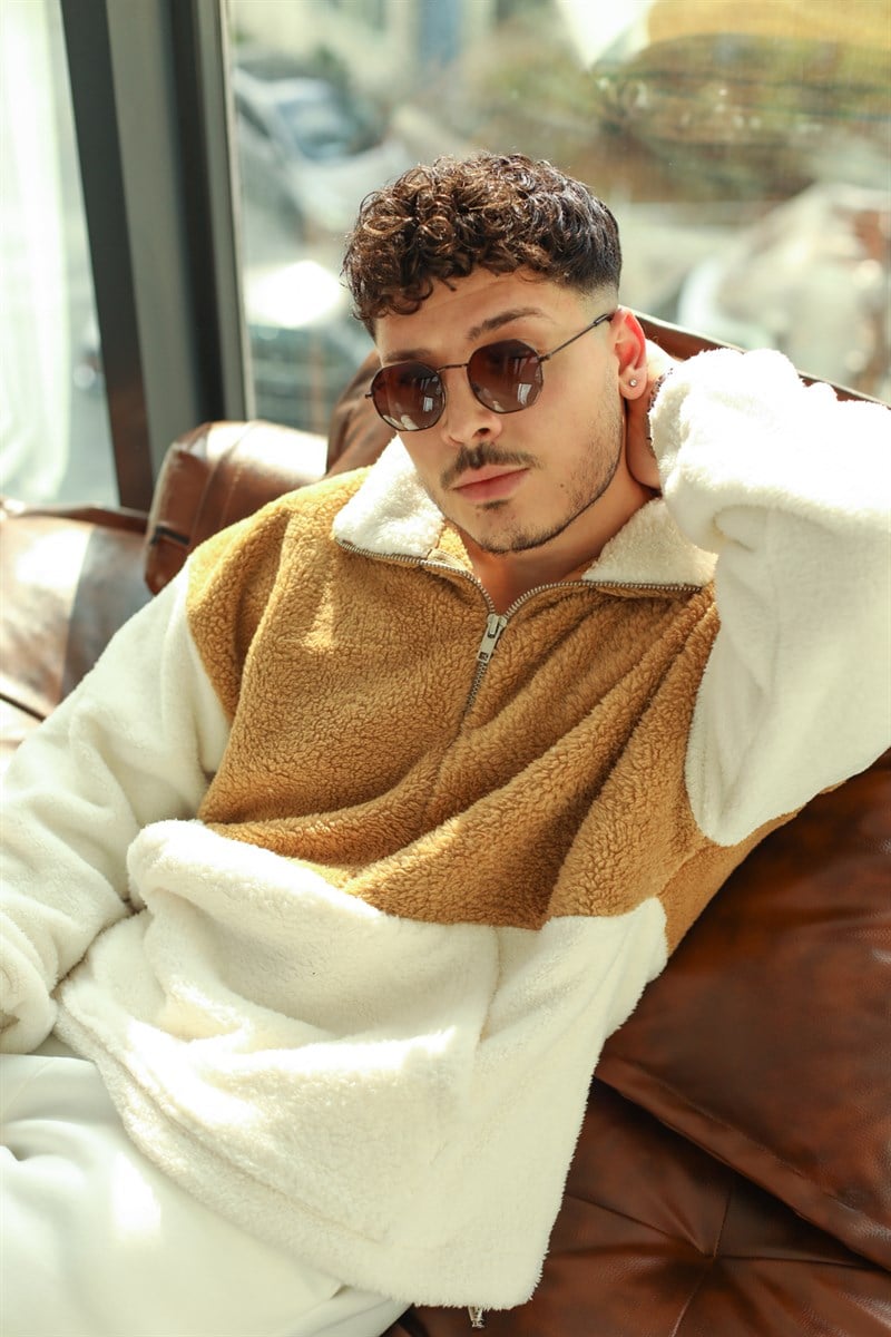 Fermuarlı Peluş Sweatshirt