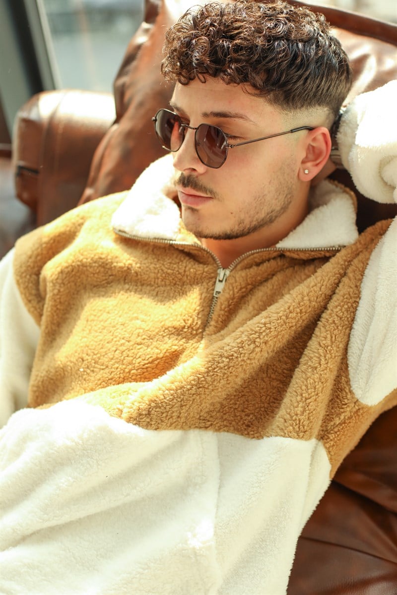 Fermuarlı Peluş Sweatshirt