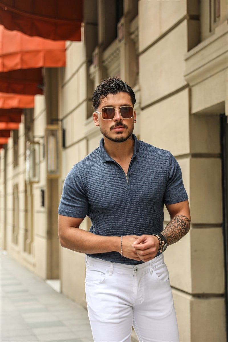 Fermuarlı Polo Yaka T -shirt