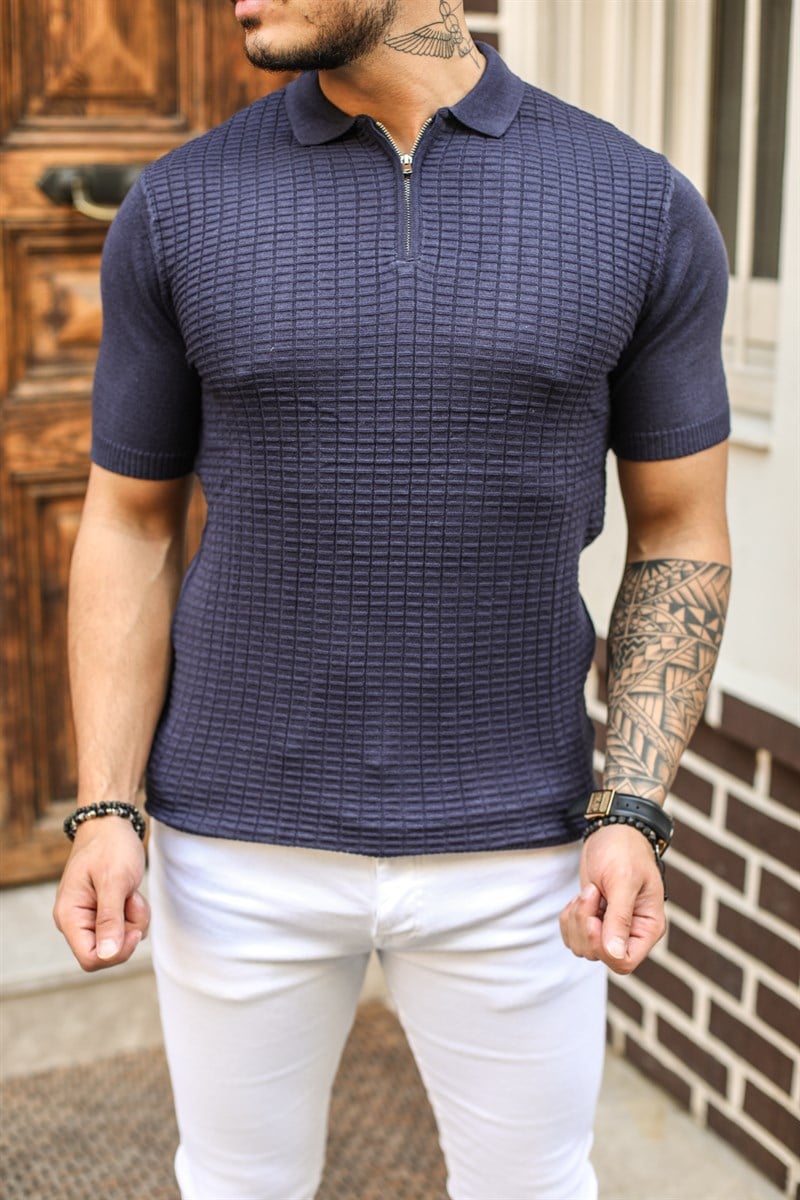 Fermuarlı Polo Yaka T-shirt
