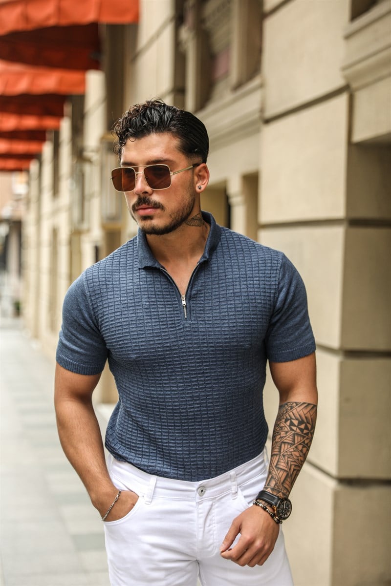 Fermuarlı Polo Yaka T -shirt