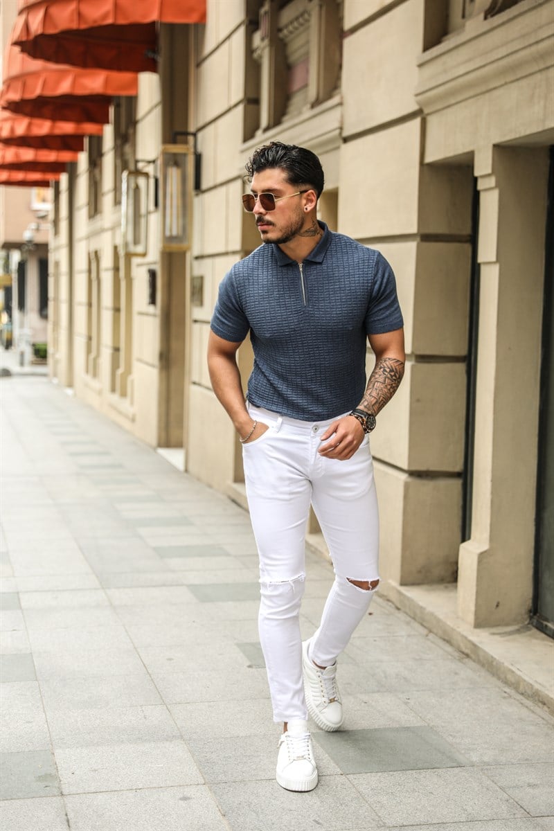 Fermuarlı Polo Yaka T -shirt