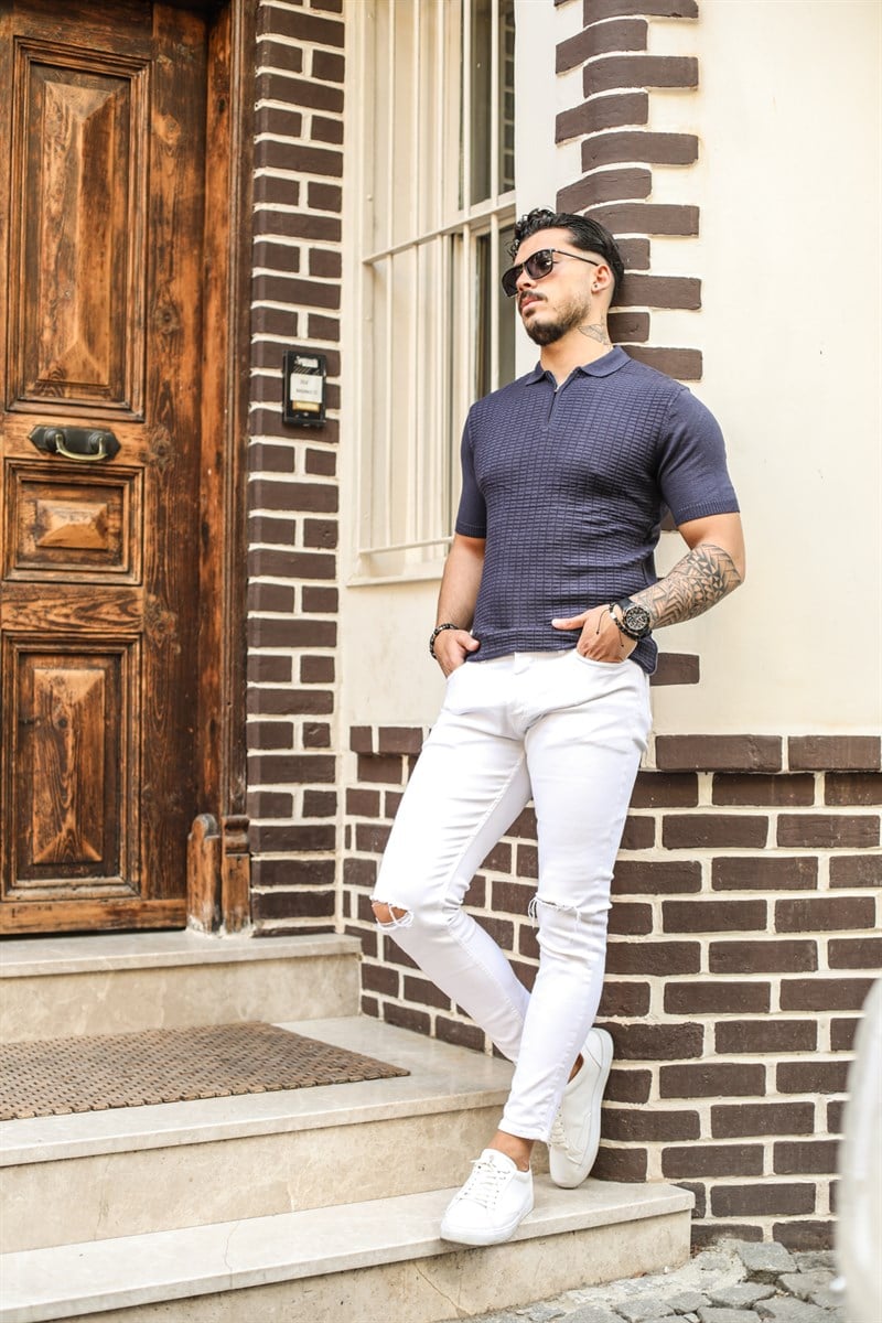 Fermuarlı Polo Yaka T-shirt