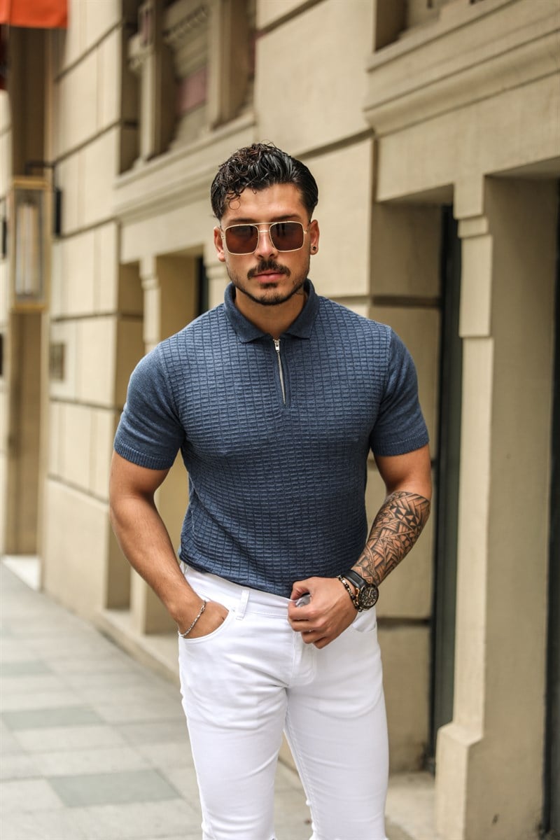 Fermuarlı Polo Yaka T -shirt