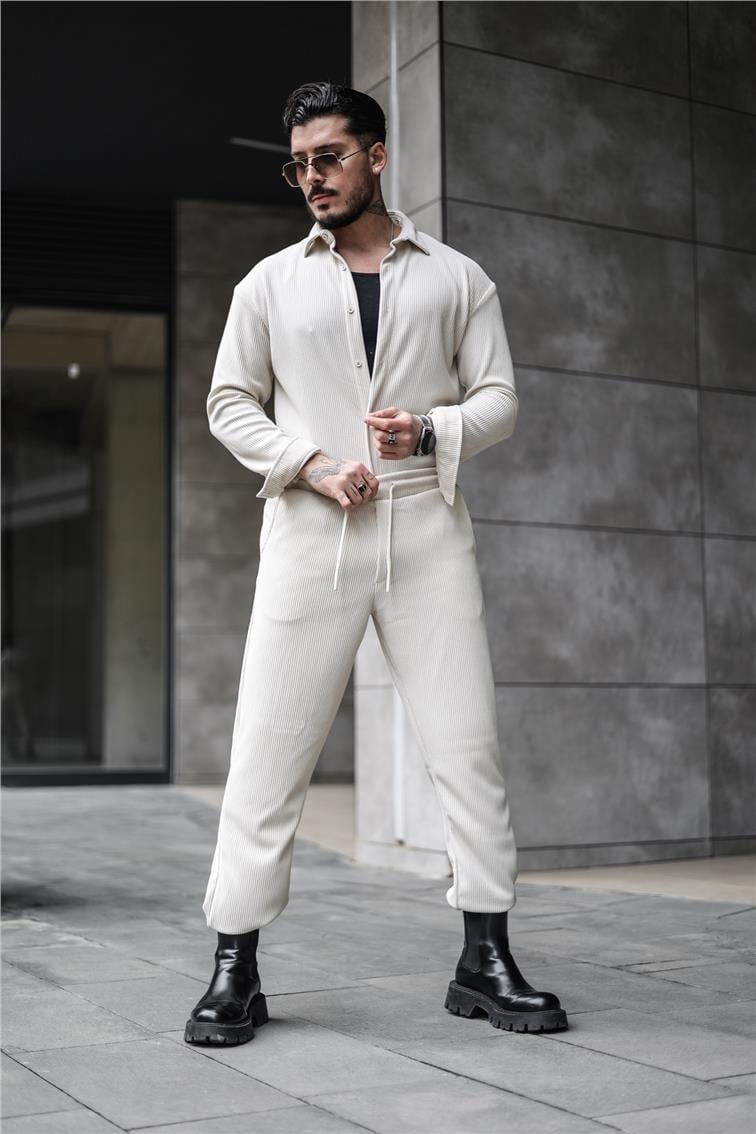 Fitilli Baggy Eşofman Krem