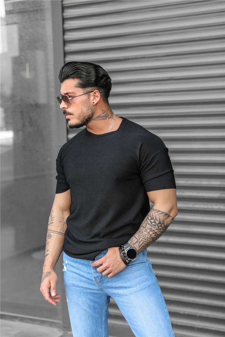 Fitilli Basic T-Shirt Siyah