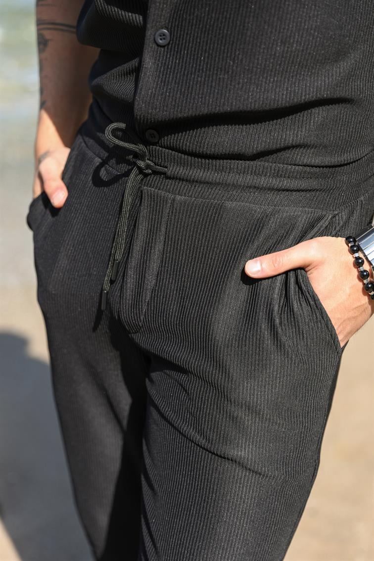 Fitilli Detay Basic Pantolon Siyah