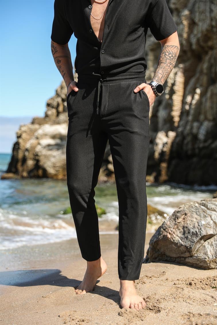 Fitilli Detay Basic Pantolon Siyah