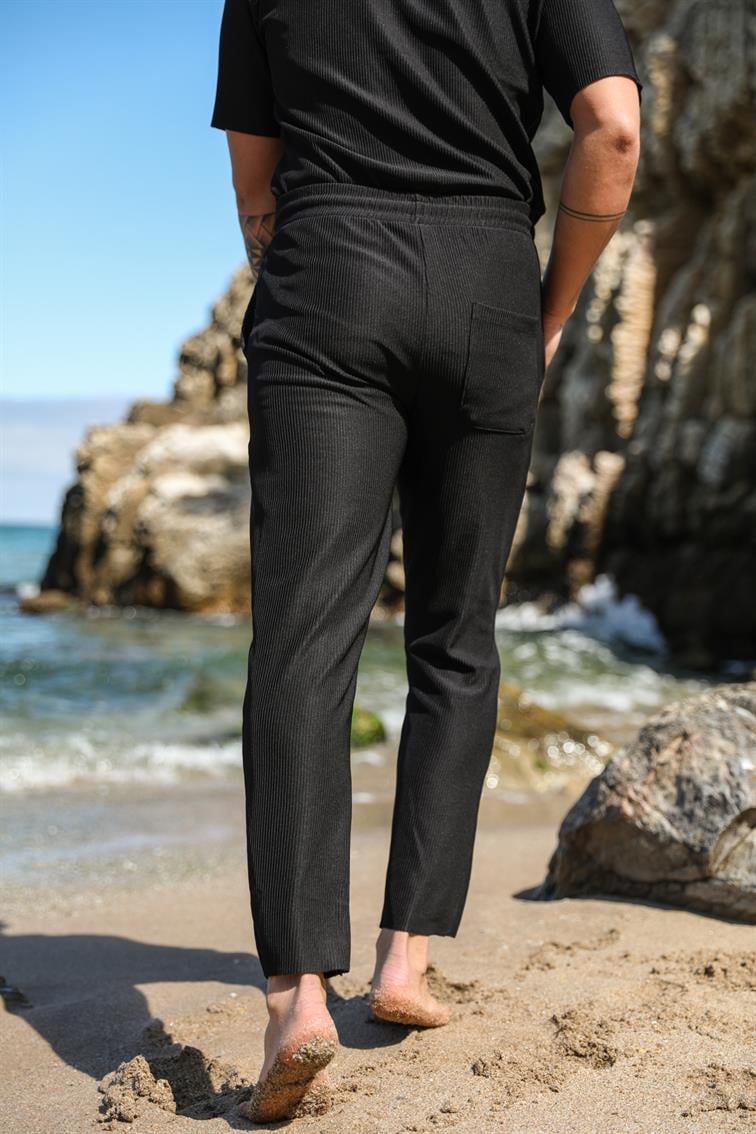 Fitilli Detay Basic Pantolon Siyah