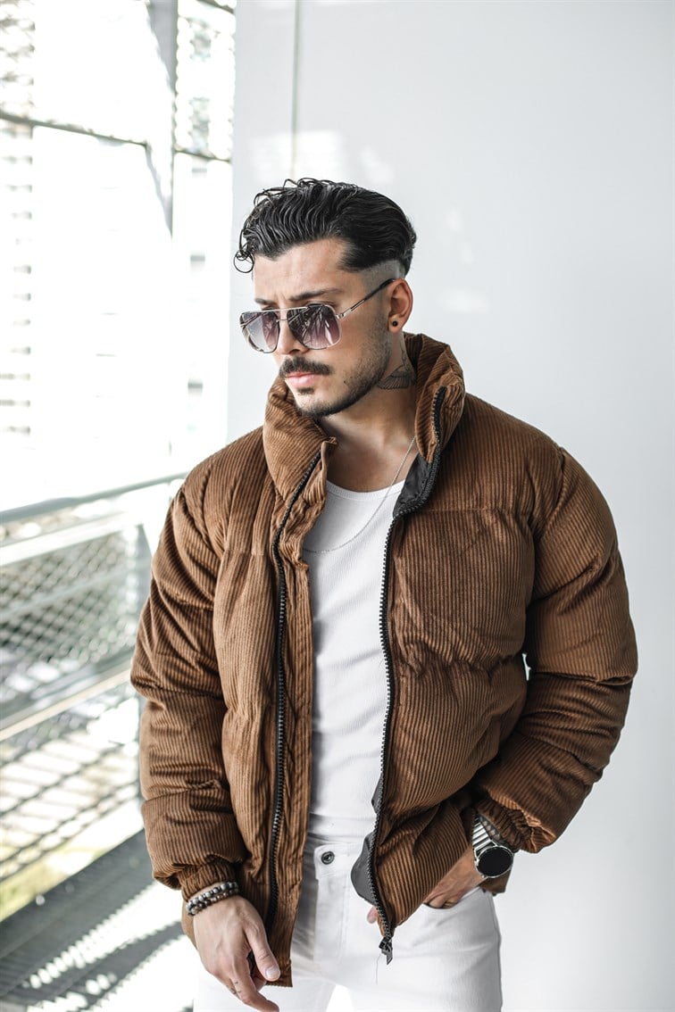 Fitilli Kadife Şişme Mont