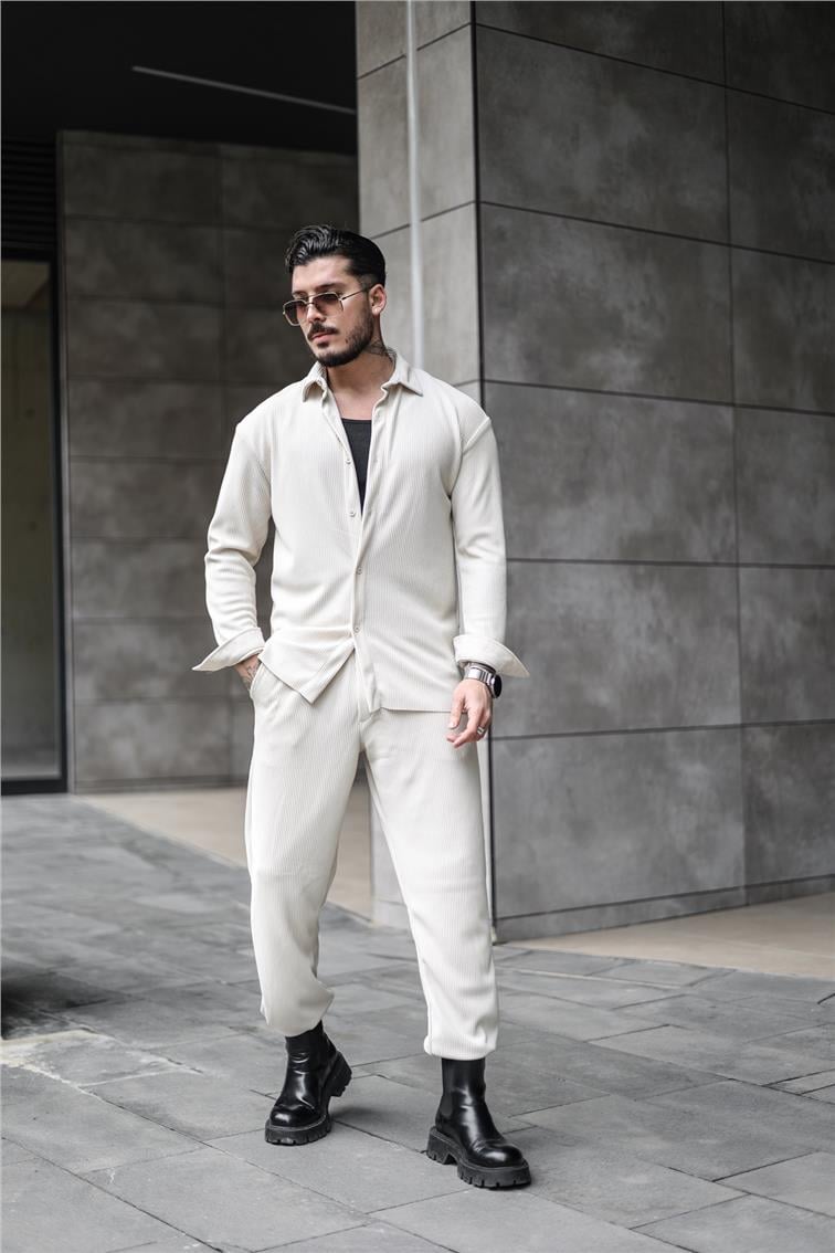 Fitilli Oversize Gömlek Krem