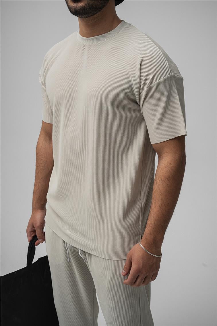 Fitilli Oversize T-Shirt Gri