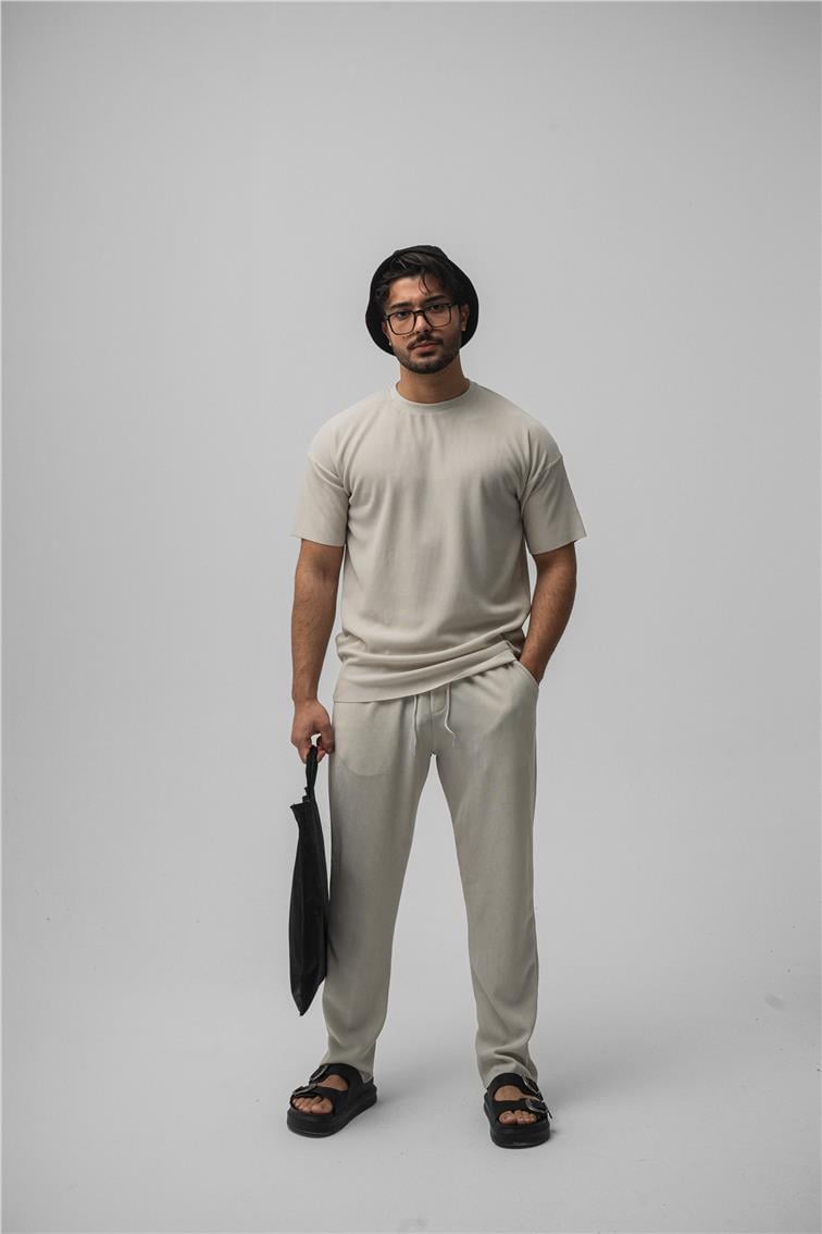 Fitilli Oversize T-Shirt Gri