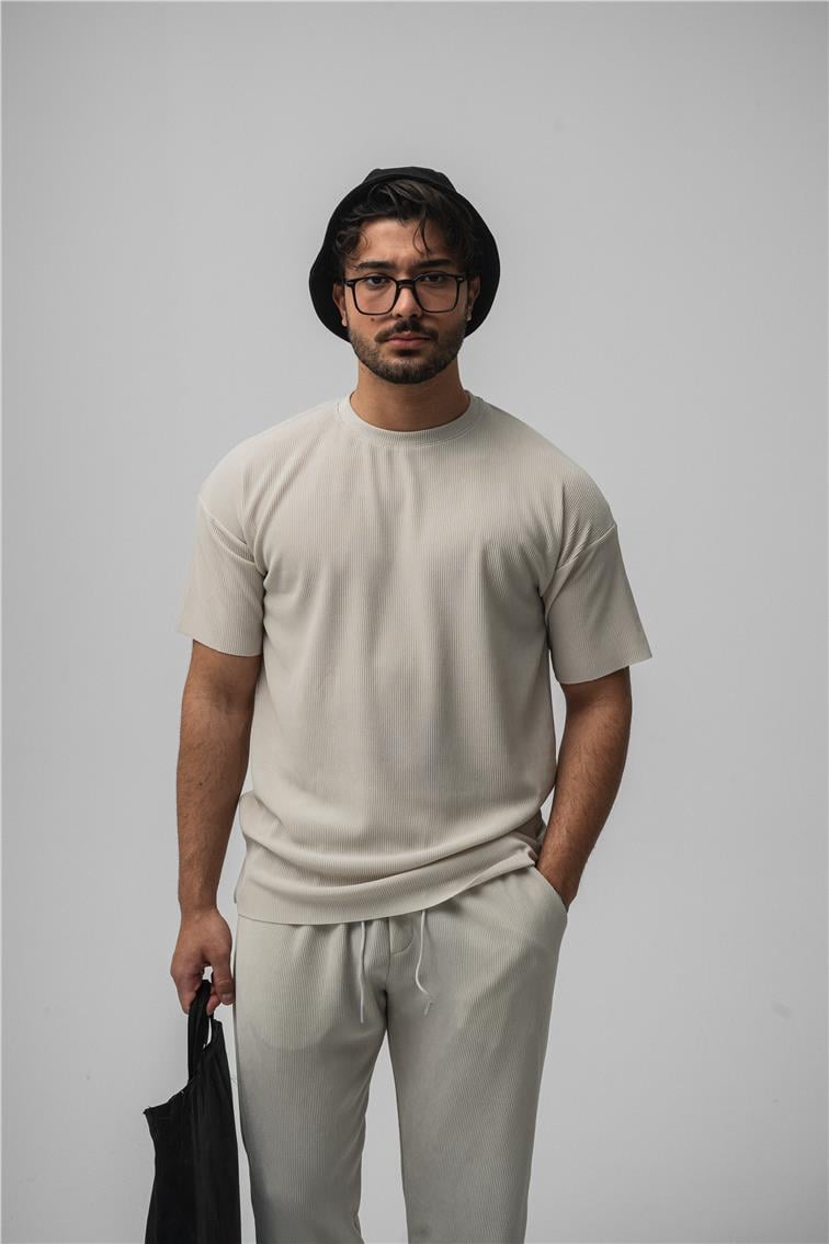 Fitilli Oversize T-Shirt Gri