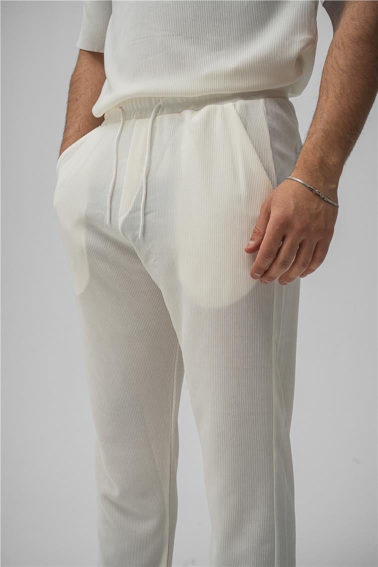 Fitilli Pantolon Beyaz