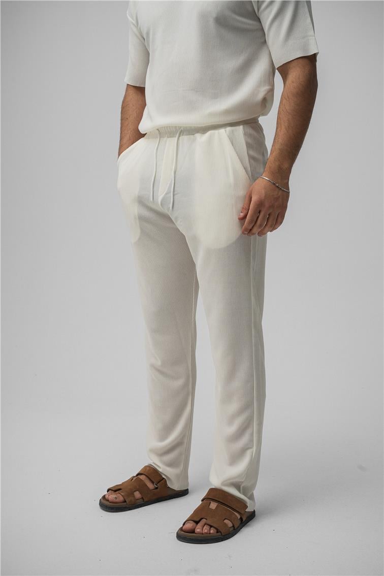 Fitilli Pantolon Beyaz