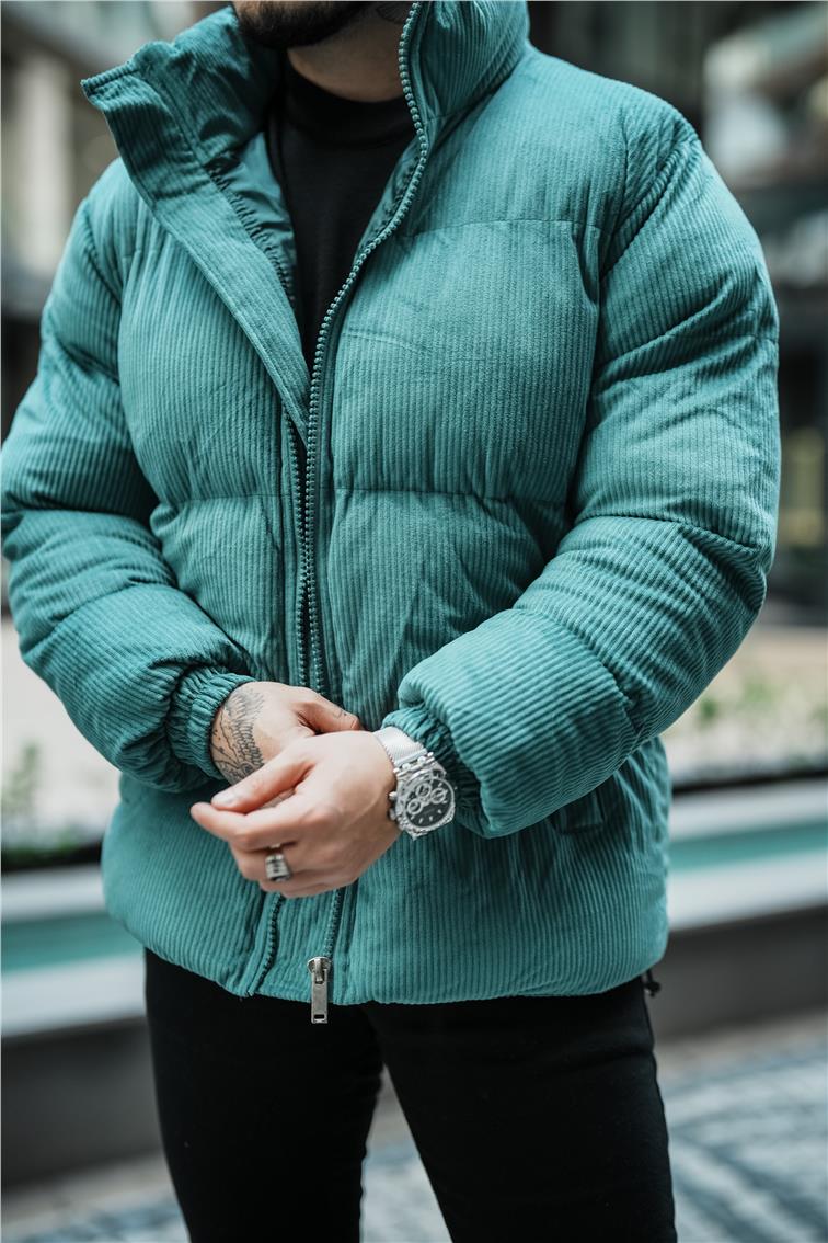 Fitilli Şişme Oversize Mont Yeşil