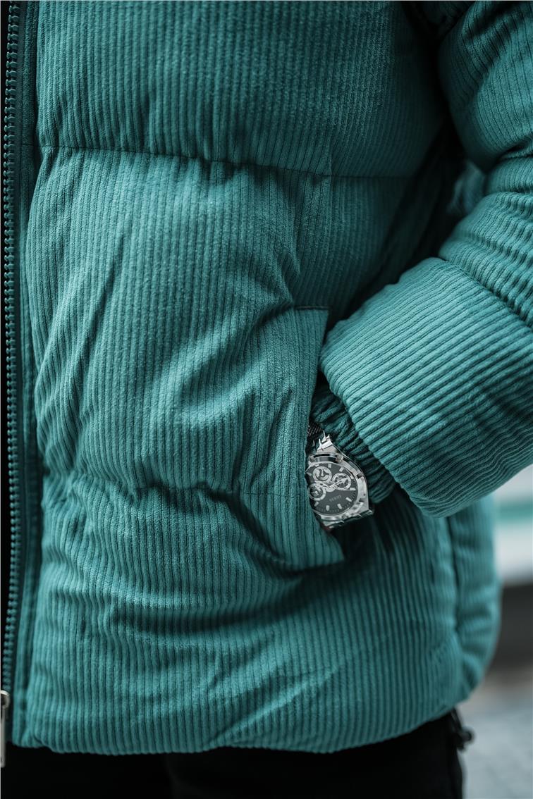 Fitilli Şişme Oversize Mont Yeşil
