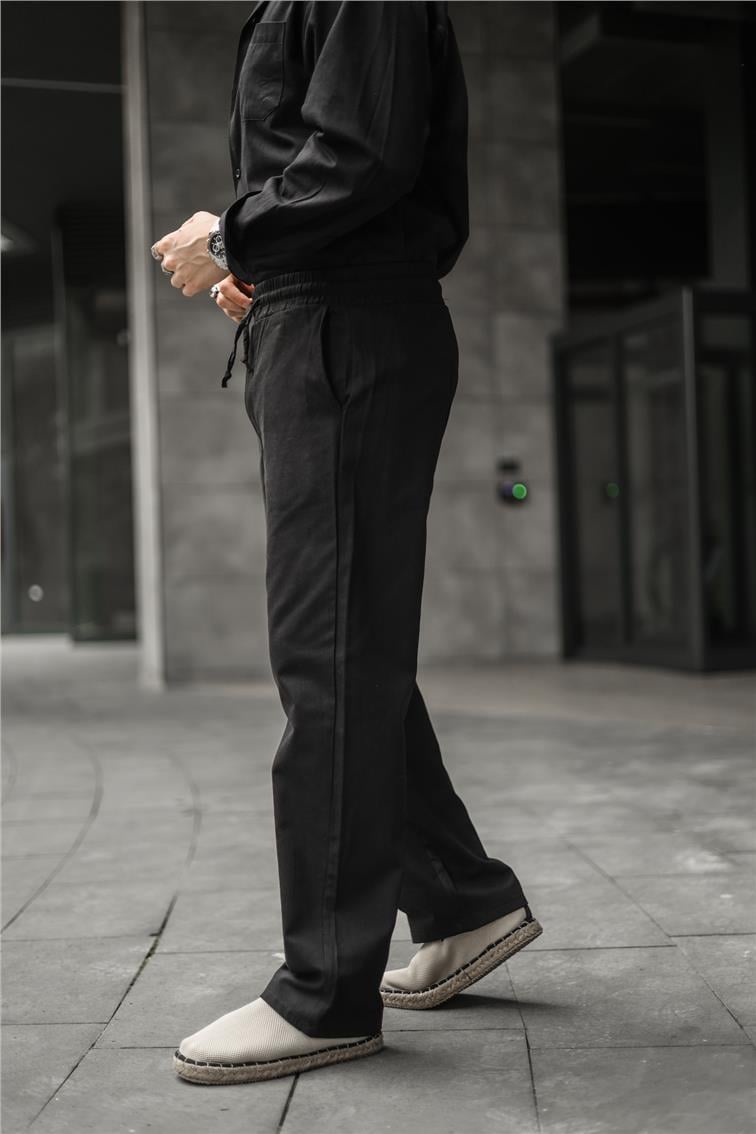 Gabardin Baggy Pantolon Siyah