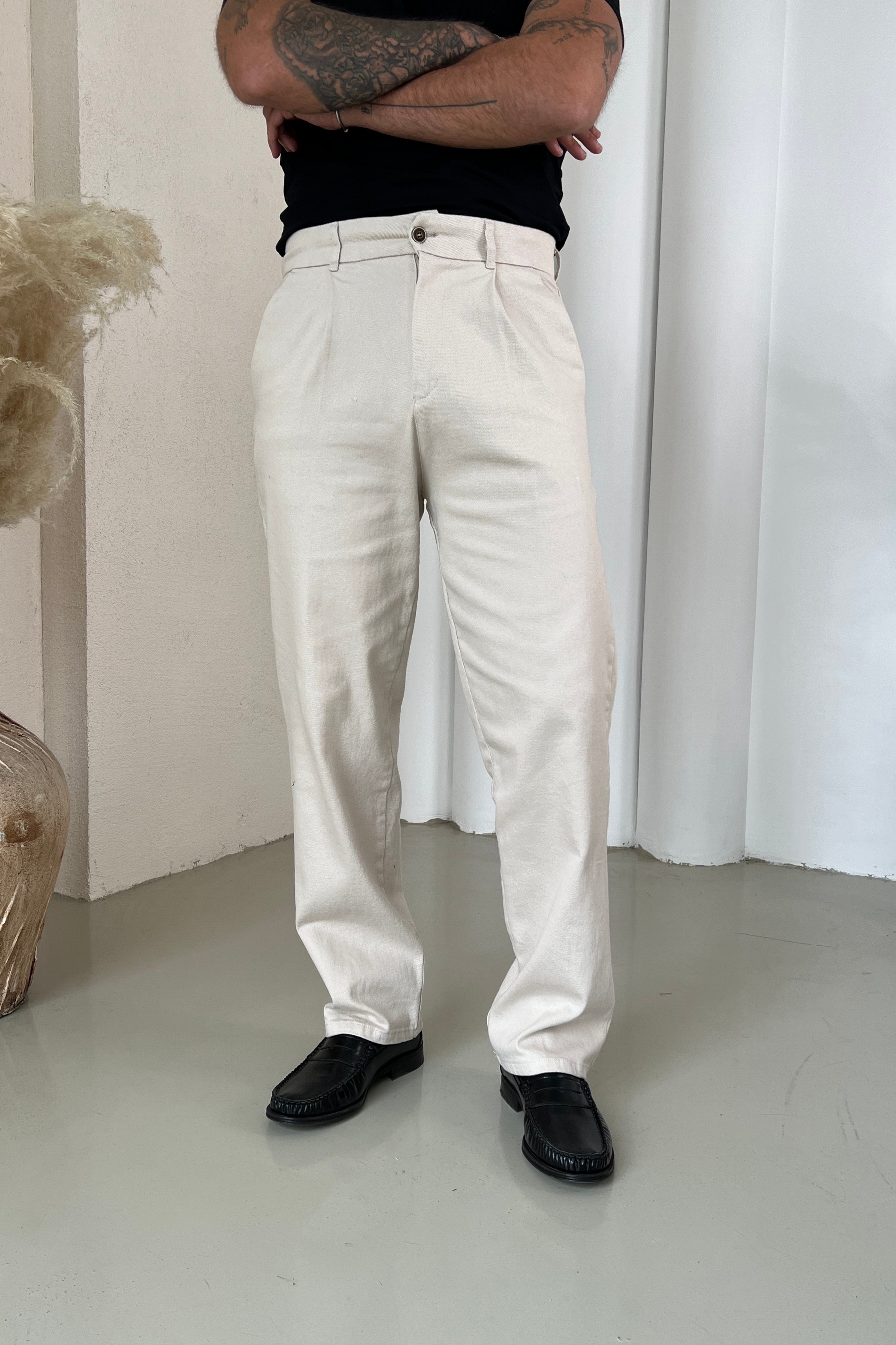 Gabardin Bol Kot Pantolon Krem