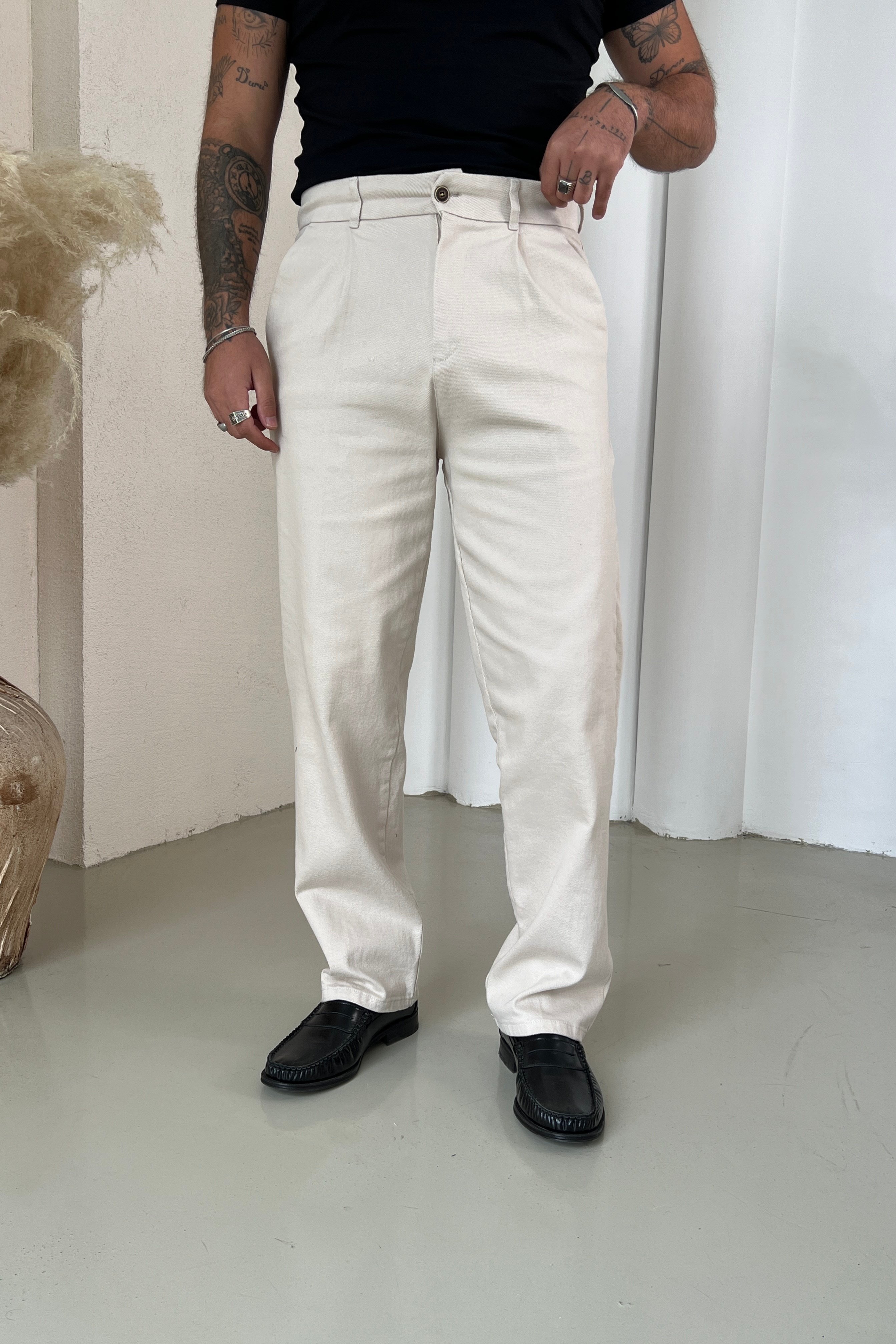 Gabardin Bol Kot Pantolon Krem