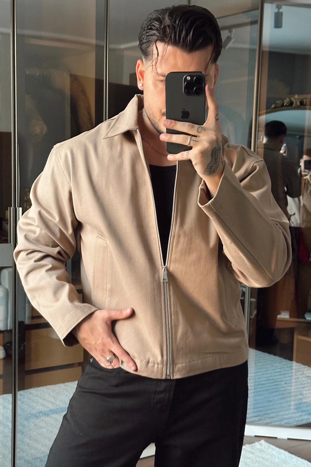 Gabardin Kot Ceket Bej