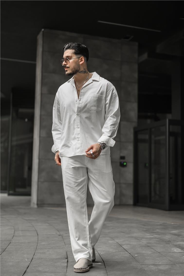 Gabardin Oversize Gömlek Beyaz