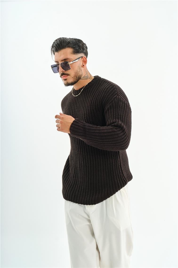 Geniş Örmeli Oversize Kazak Siyah