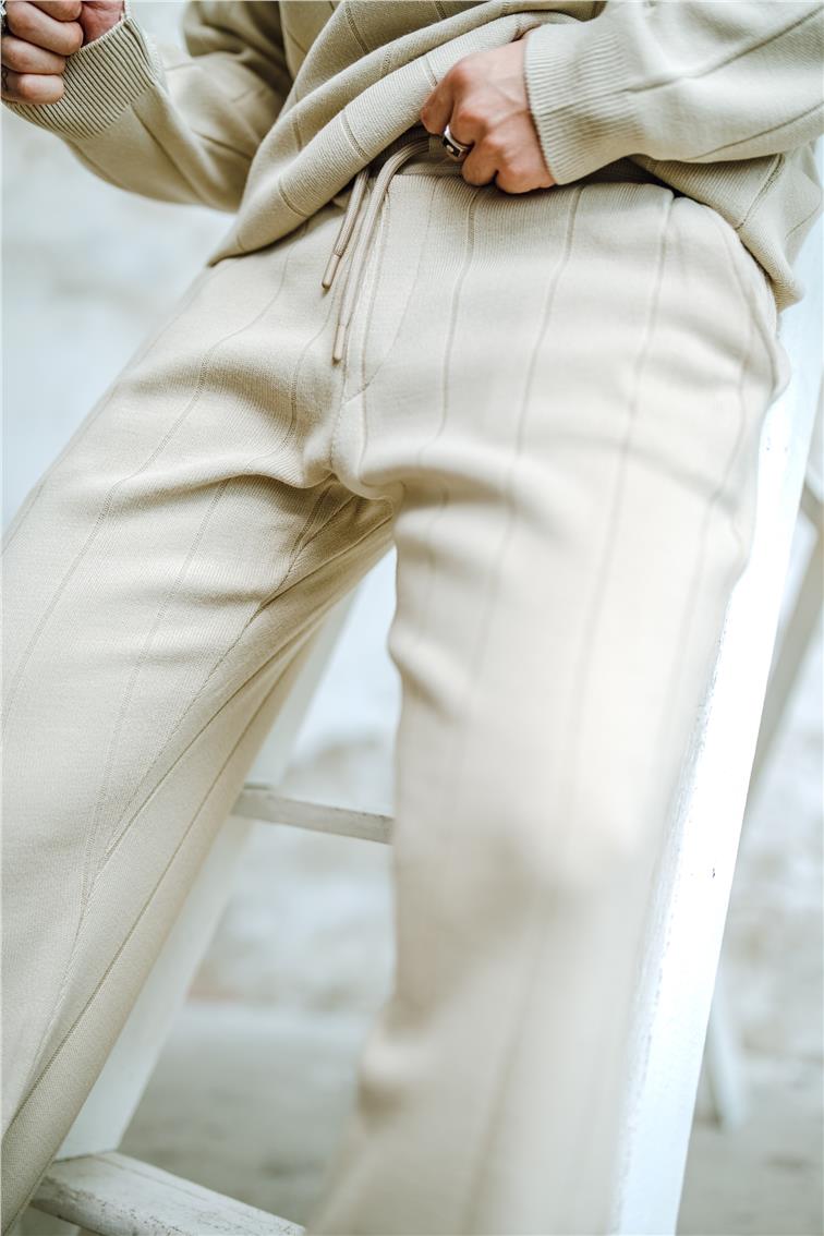 Geniş Şeritli Pantolon Bej