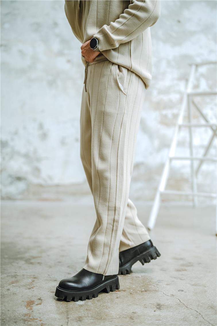 Geniş Şeritli Pantolon Bej