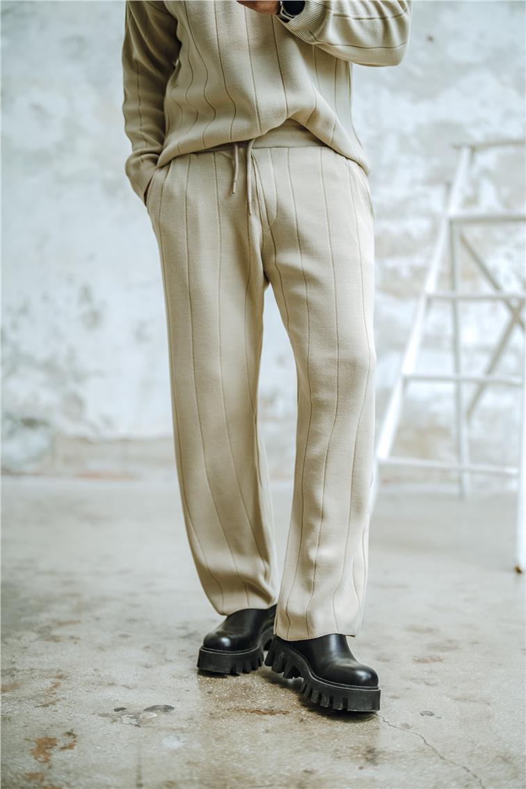 Geniş Şeritli Pantolon Bej