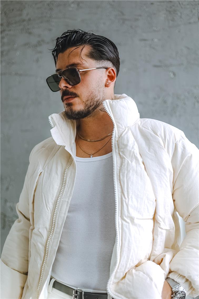 Gizli Cep Şişme Oversize Mont Bej