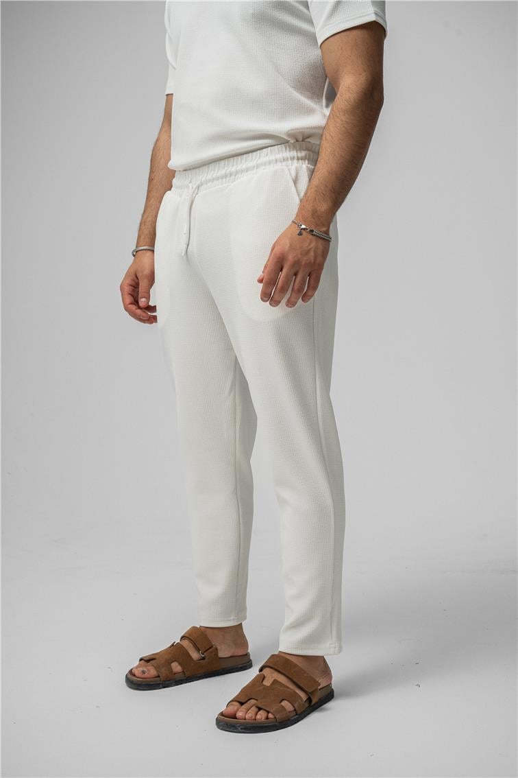 Gizli Kabartma Boyfriend Eşofman Beyaz