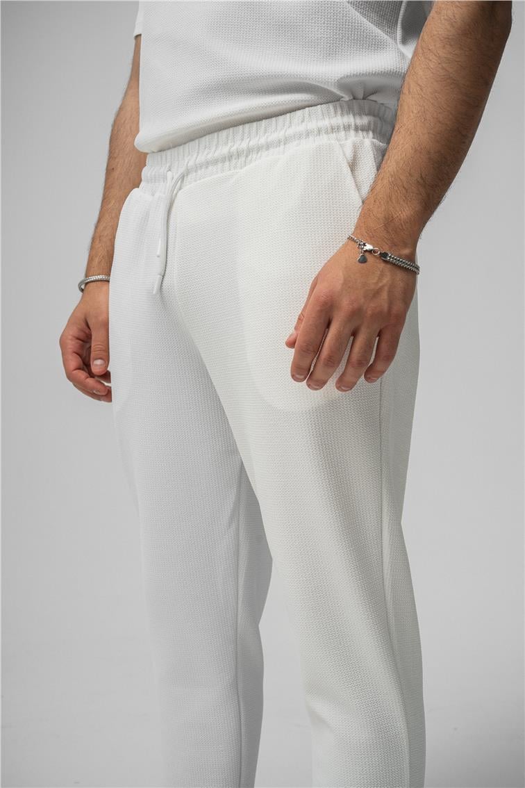 Gizli Kabartma Boyfriend Eşofman Beyaz