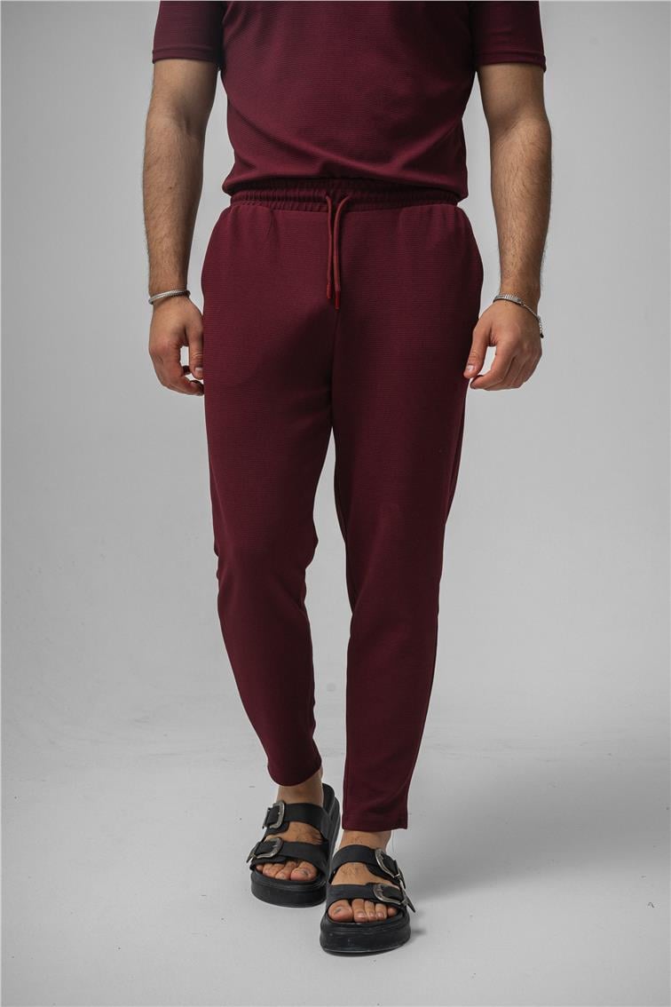 Gizli Kabartma Boyfriend Eşofman Bordo