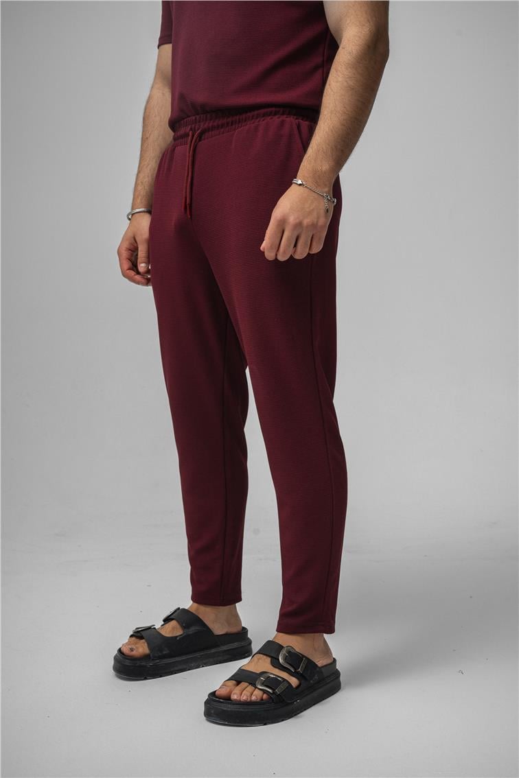 Gizli Kabartma Boyfriend Eşofman Bordo