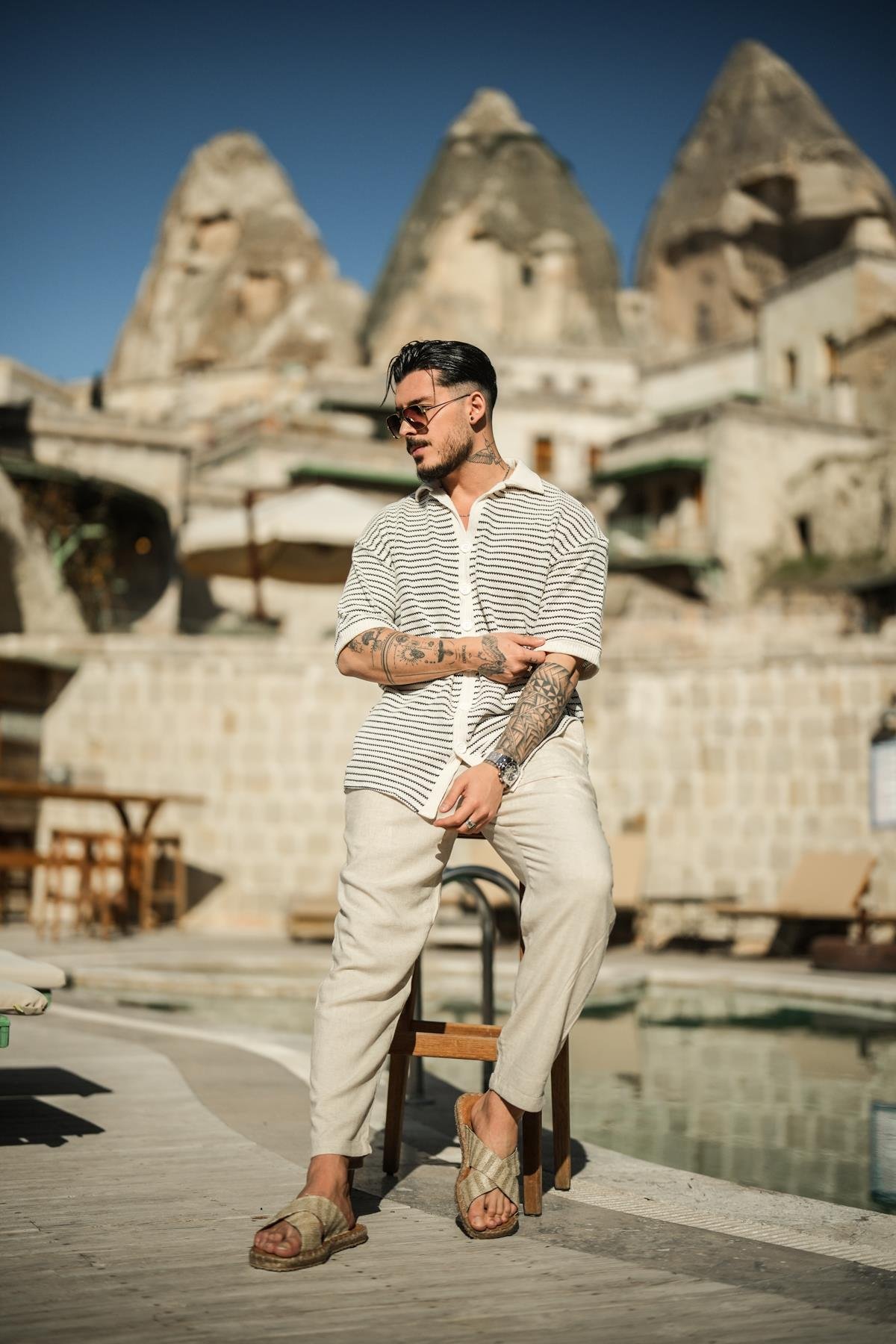 Gömlek Görünümlü Oversize T-Shirt Siyah
