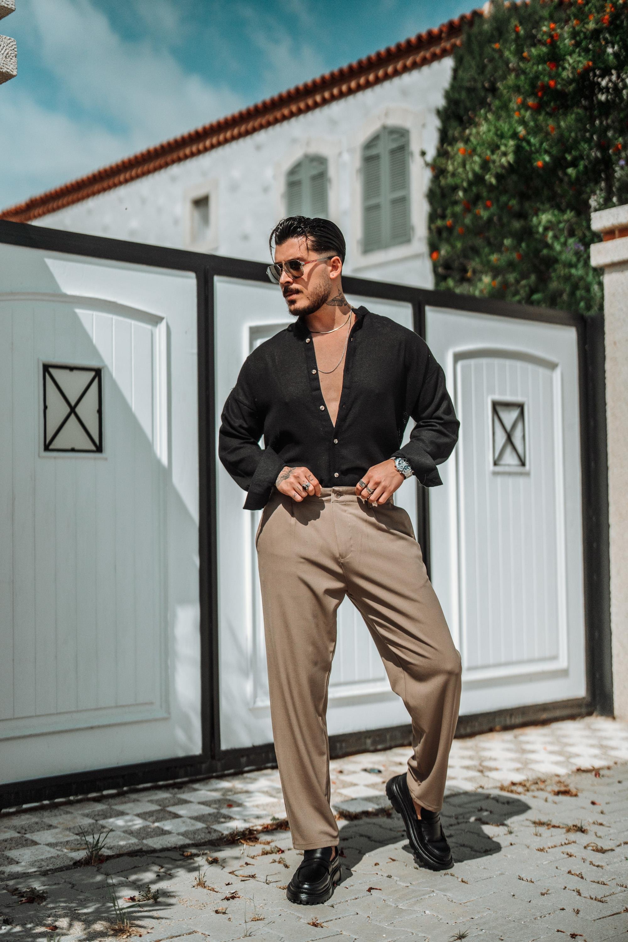 Hakim Yaka Oversize Gömlek Siyah