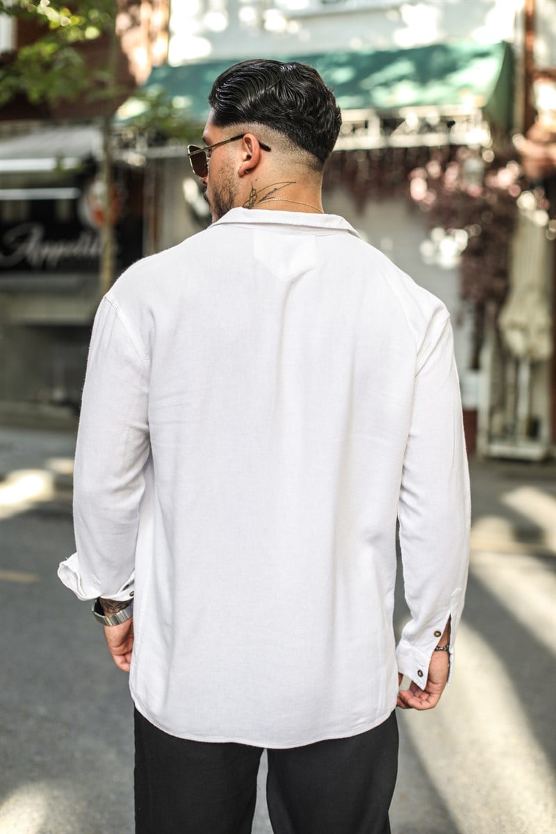 Ham Keten Cepli Oversize Gömlek
