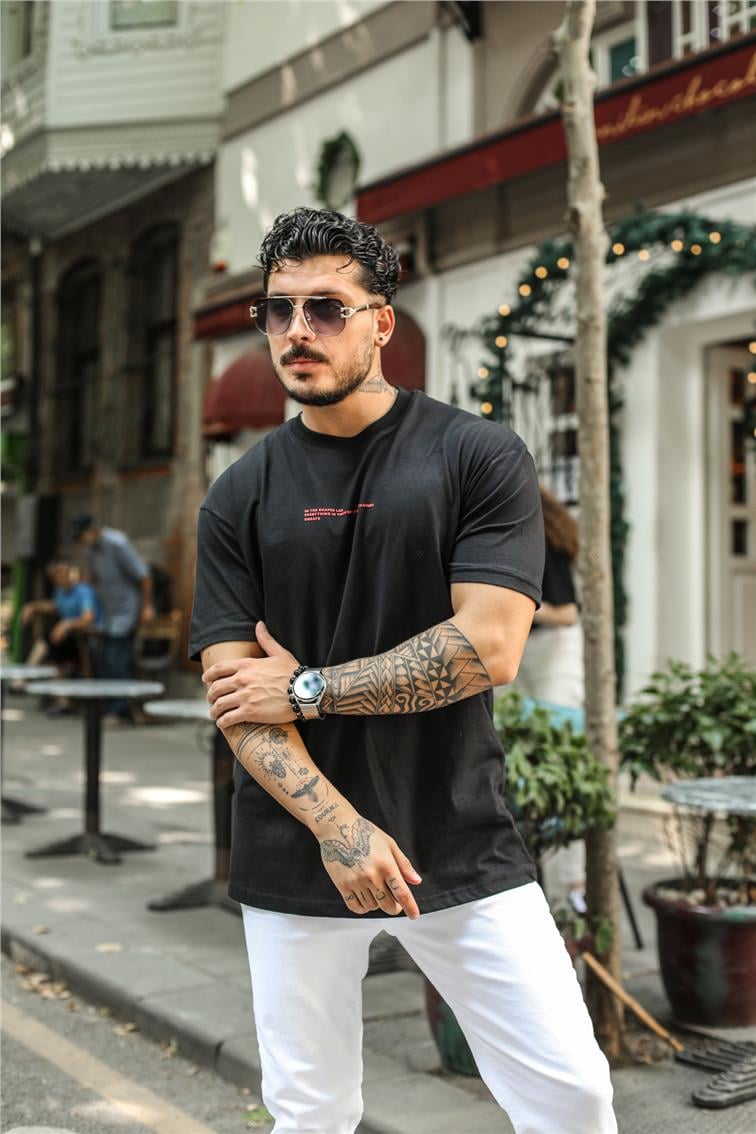 IN THE SHAPES LAB Oversize T-Shirt Siyah