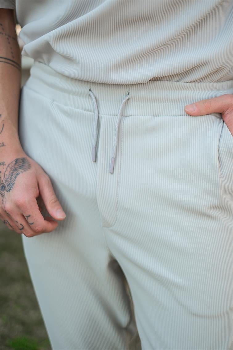 İnce Fitilli Basic Pantolon Gri