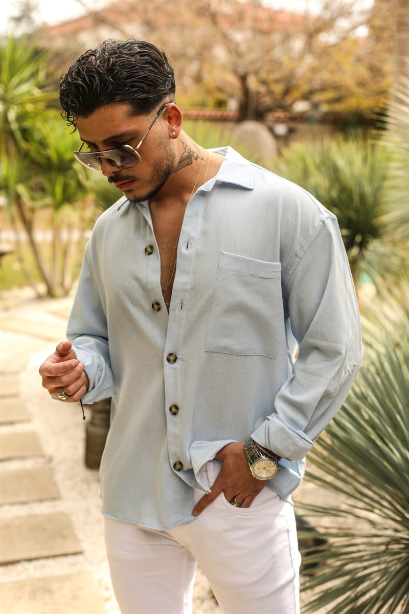 İnce Keten Oversize Gömlek
