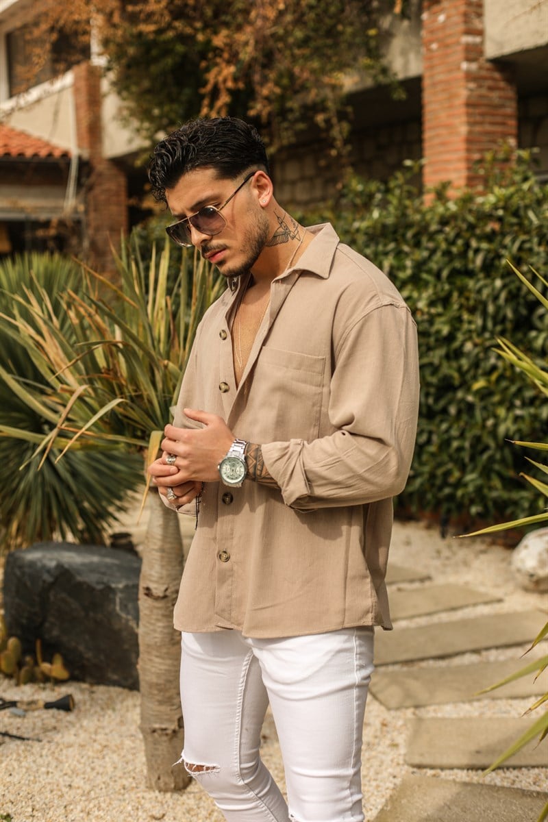 İnce Keten Oversize Gömlek