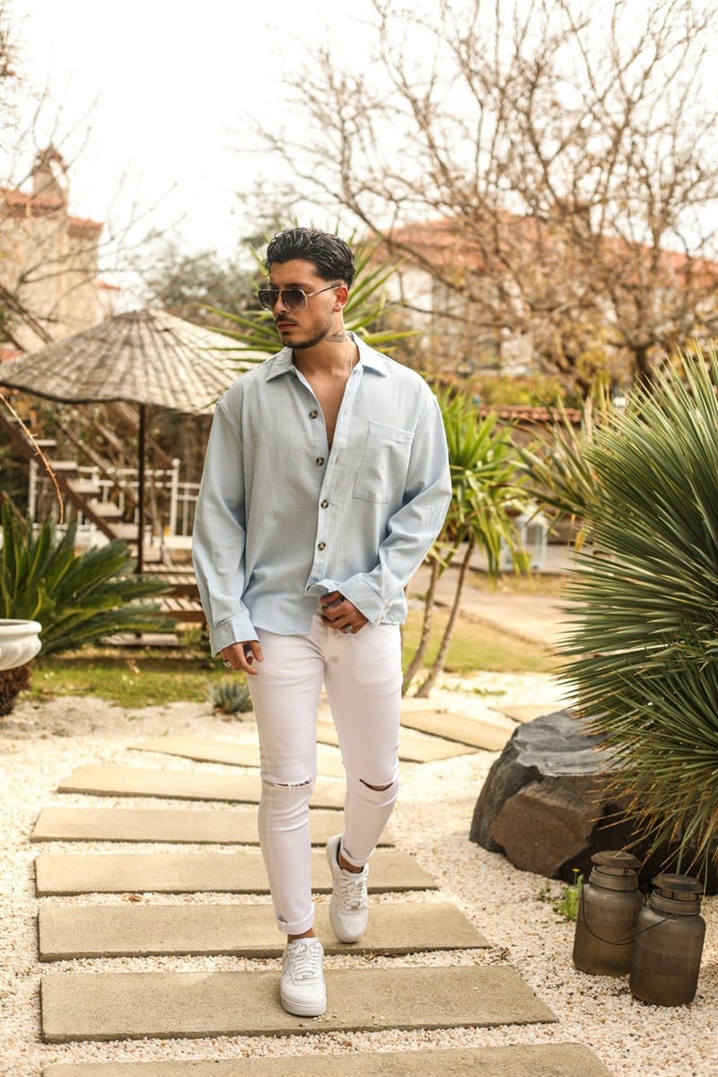 İnce Keten Oversize Gömlek