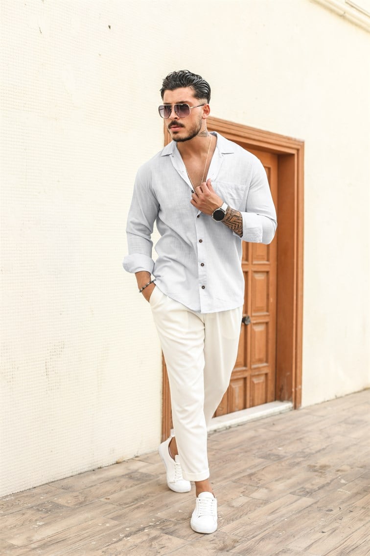 İnce Tek Cepli Oversize Gömlek
