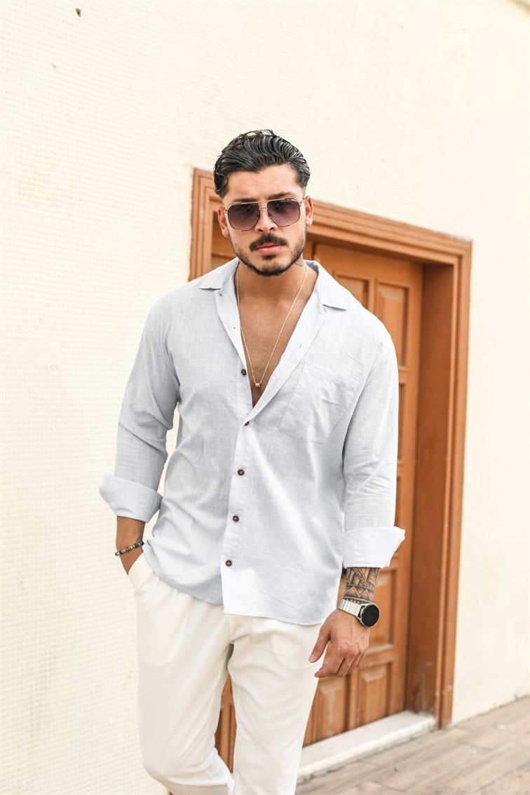 İnce Tek Cepli Oversize Gömlek