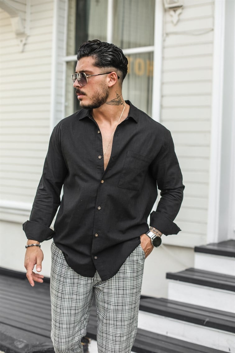 İnce Tek Cepli Oversize Gömlek