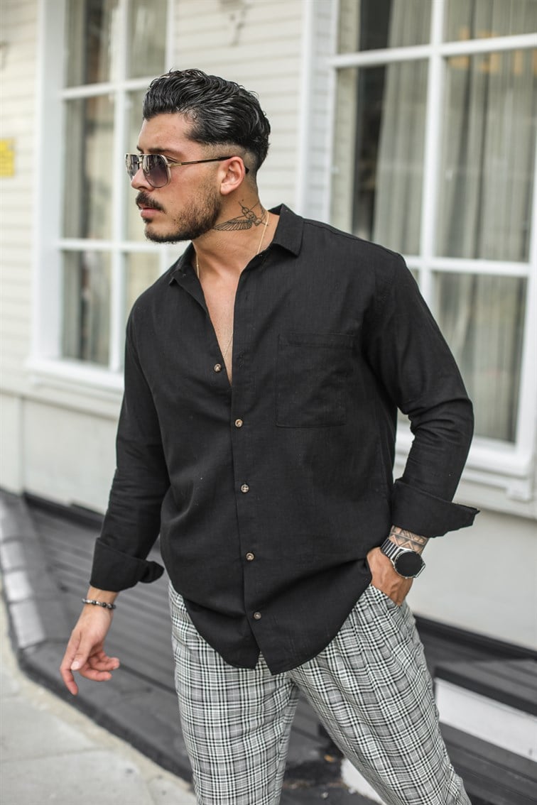 İnce Tek Cepli Oversize Gömlek