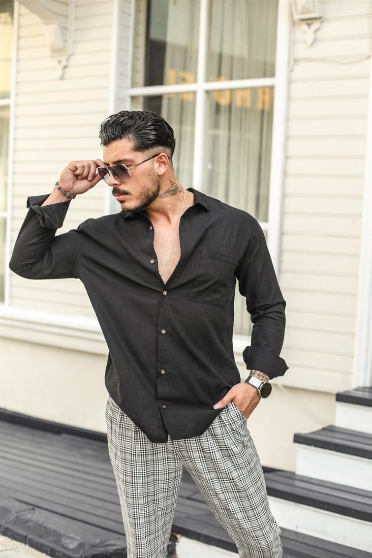 İnce Tek Cepli Oversize Gömlek